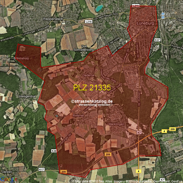 Postleitzahlgebiet 21335 PLZ
