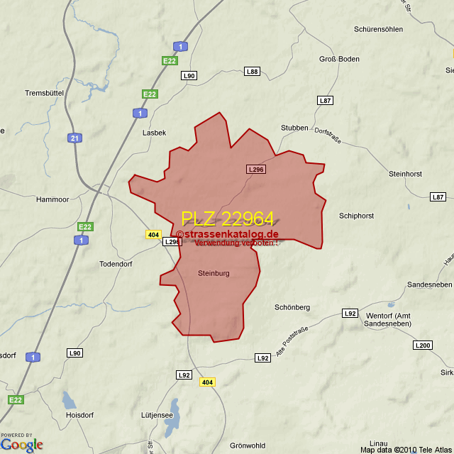 Postleitzahlgebiet 22964 PLZ