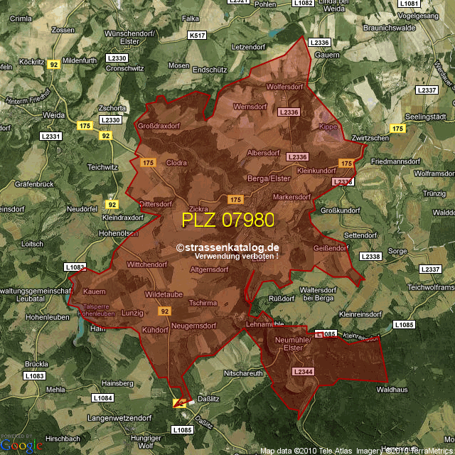 Postleitzahlgebiet 07980 - PLZ