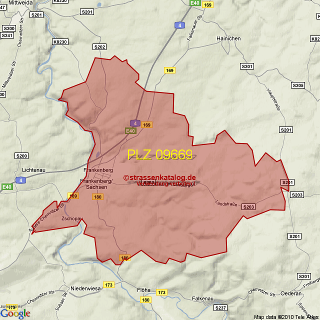 Postleitzahlgebiet 09669 PLZ