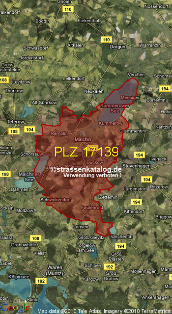 Postleitzahlgebiet 17139 PLZ