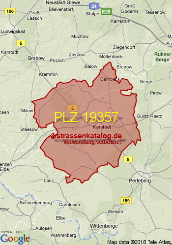 Postleitzahl 19357