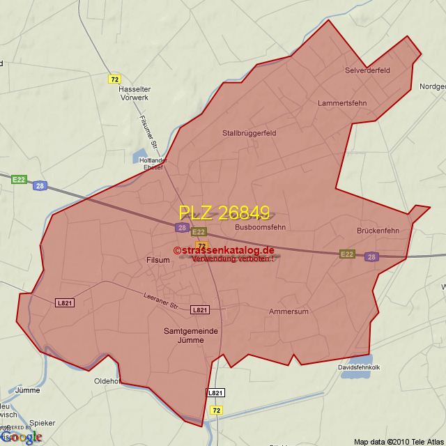 Postleitzahlgebiet 26849 - PLZ