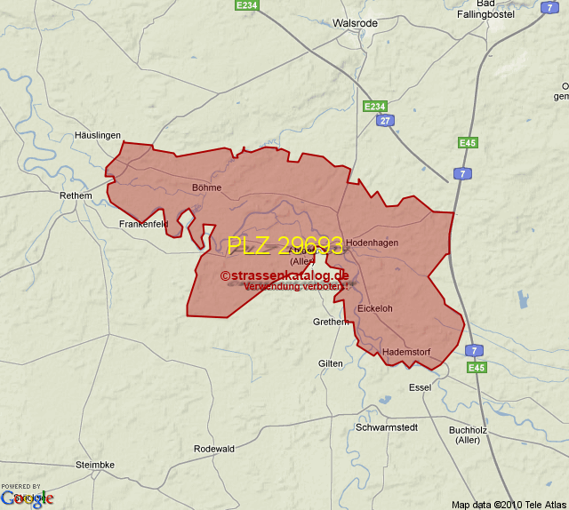 Postleitzahlgebiet 29693 PLZ