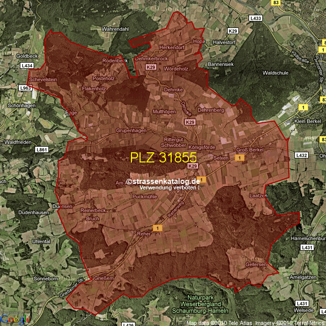 Postleitzahlgebiet 31855 PLZ