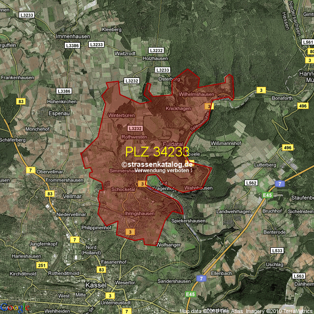 Postleitzahlgebiet 34233 PLZ