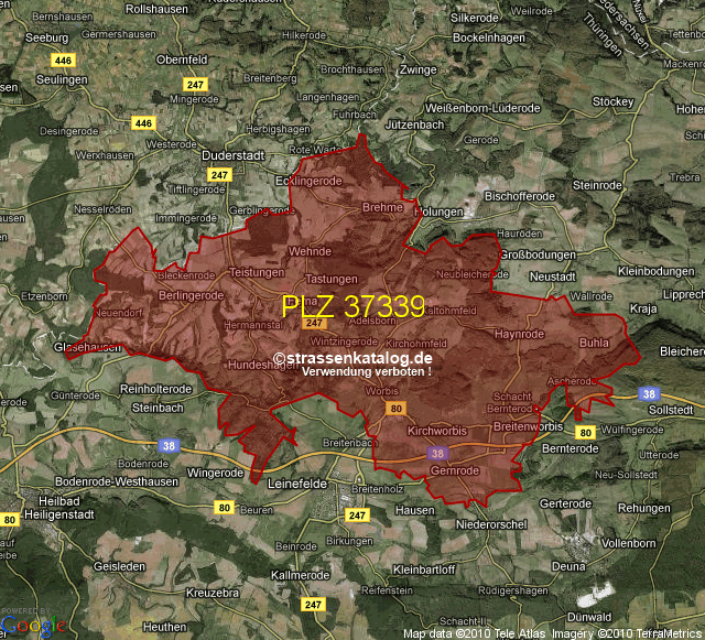 Postleitzahlgebiet 37339 - PLZ