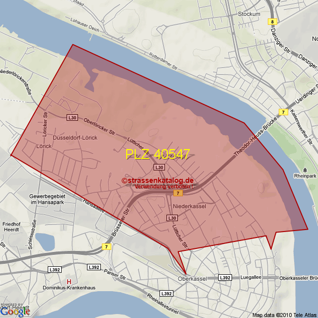 Postleitzahlgebiet 40547 PLZ