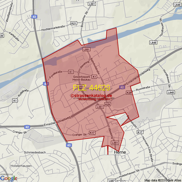 Postleitzahlgebiet 44629 - PLZ