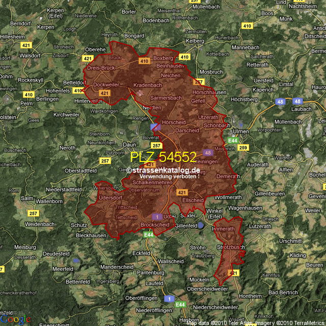 Postleitzahlgebiet 54552 - PLZ