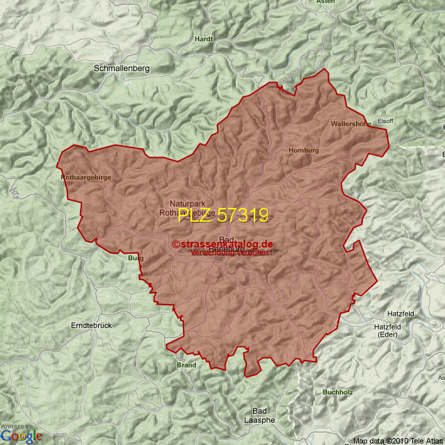 Postleitzahlgebiet 57319 PLZ
