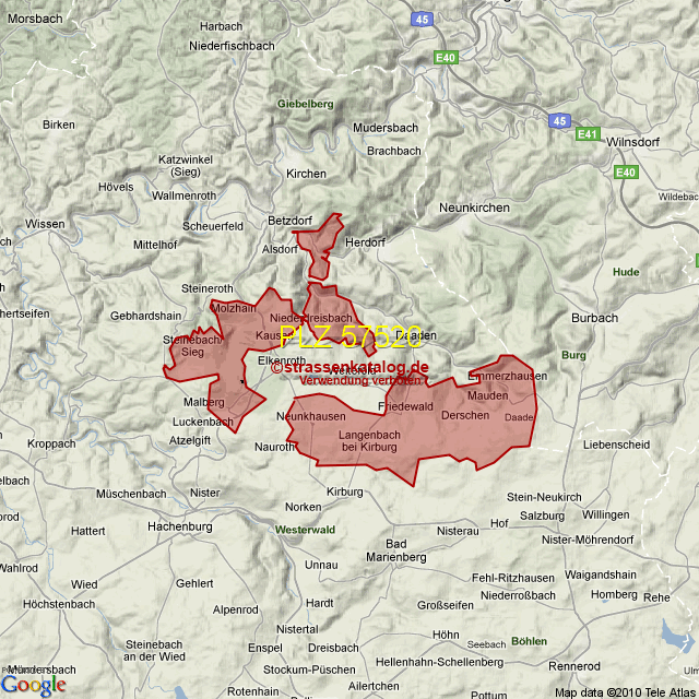 Postleitzahlgebiet 57520 - PLZ