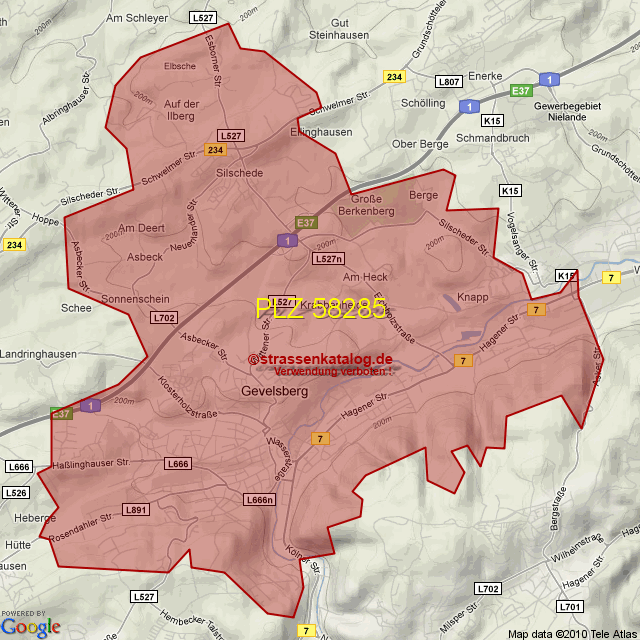 Postleitzahlgebiet 58285 - PLZ