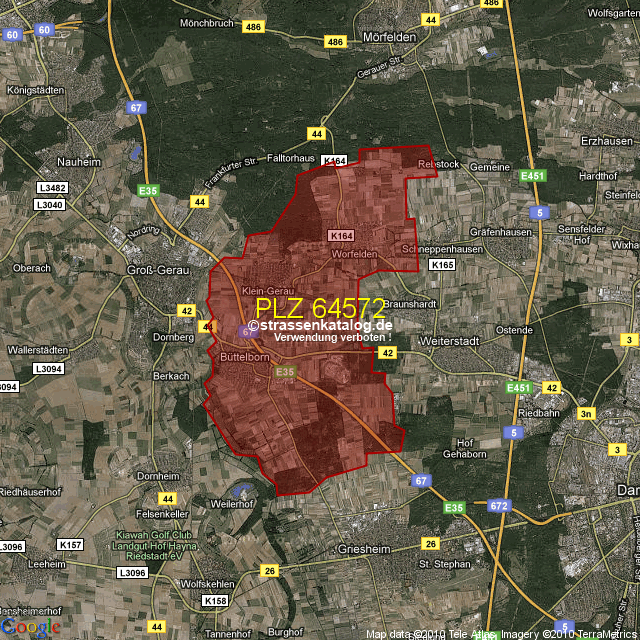 Postleitzahlgebiet 64572 PLZ