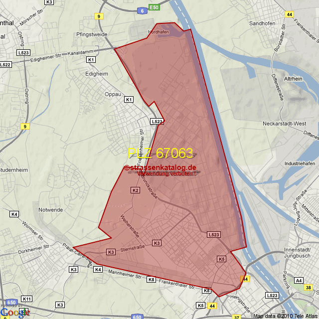 Postleitzahlgebiet 67063 - PLZ