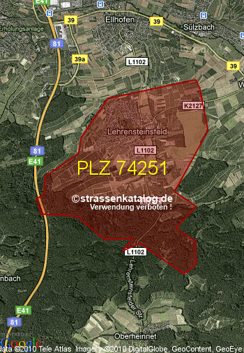 Postleitzahlgebiet 74251 PLZ