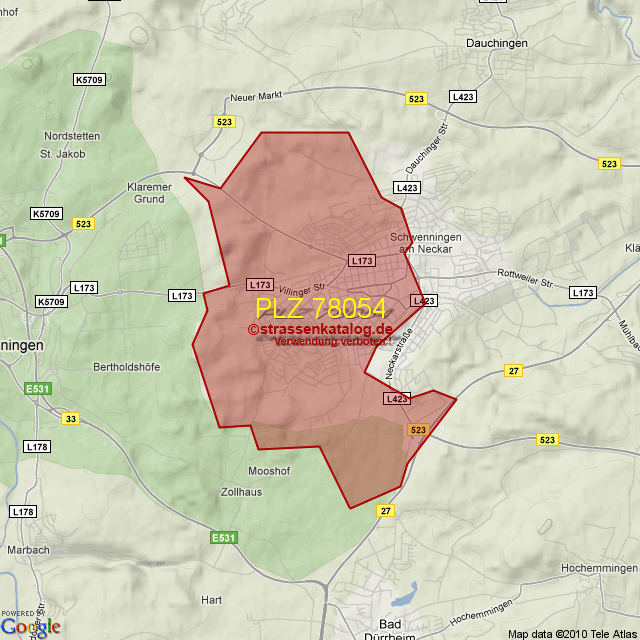 Postleitzahlgebiet 78054 - PLZ