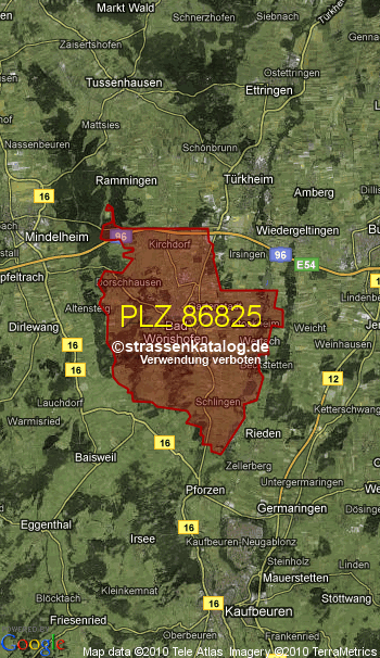 Postleitzahl 86825