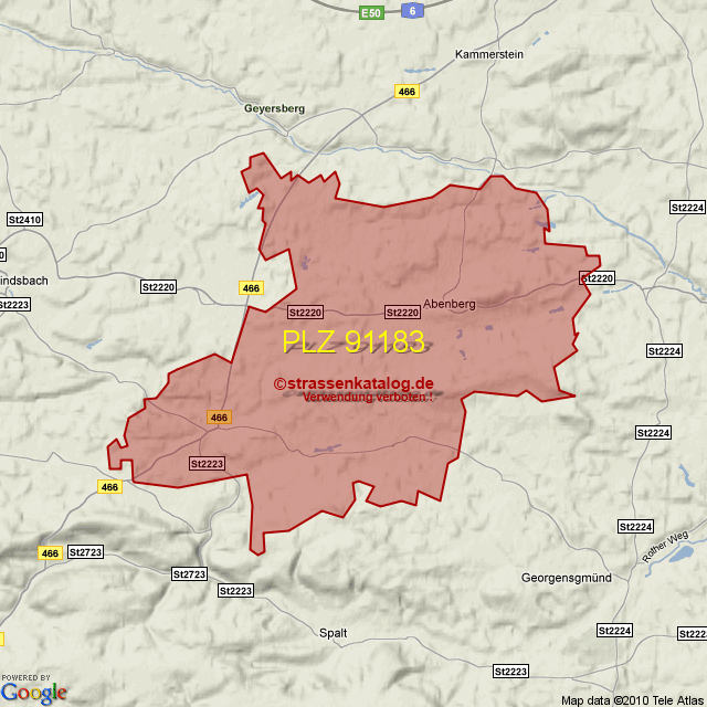 Postleitzahlgebiet 91183 - PLZ