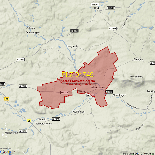 Postleitzahlgebiet 91749 PLZ