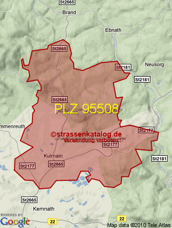 Postleitzahlgebiet 95508 PLZ