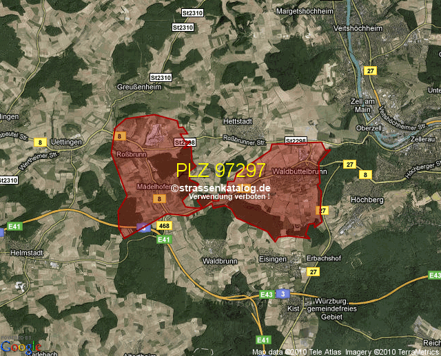 Postleitzahlgebiet 97297 PLZ
