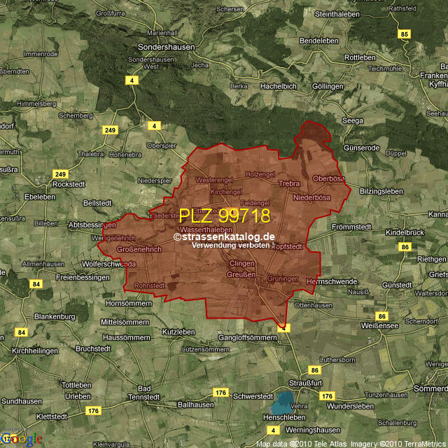 Postleitzahlgebiet 99718 - PLZ